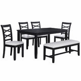 Dining Set 6 Piece With Table And Upholstered X Back Chairs - Charcoal