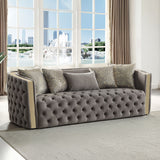 Naomi - Button Tufted Sofa - Taupe