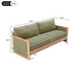Modern 3 Seater Sofa With Wood Armrests