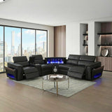 Nova - Sectional With Bluetooth Speaker, LED And Lifting Wine Cabinet