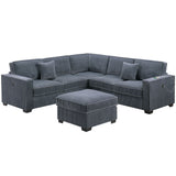 Modern Sectional Set With Cocktail Ottoman
