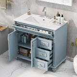 Modern Bathroom Vanity With Sink, 3 Drawers & 2 Doors
