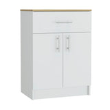 Pantry Organizer Cabinet One Drawer, Two Interior Shelves, Two Doors - White / Light Oak