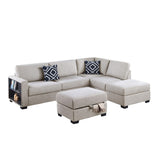 Reversible Sectional Sofa With Built In Shelf And Storage Ottoman, L - Shaped Living Room Furniture