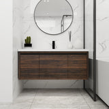 Floating 48" Bathroom Vanity With Resin Sink And Soft Close Doors California Plywood - California Walnut