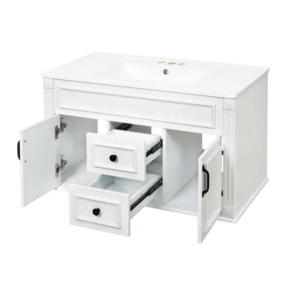 French Simple Style Wall Mounted Bathroom Cabinet With Sink