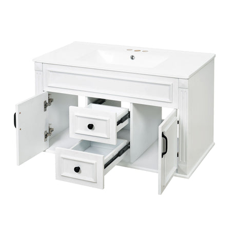 French Simple Style Wall Mounted Bathroom Cabinet With Sink