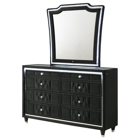 Mika - 8 Drawer LED Dresser With Mirror - Black