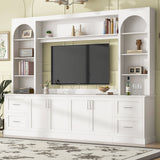 Arched Entertainment Center Wall Unit With Drawers, TV Stand