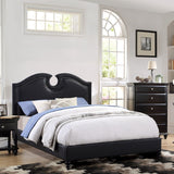California King Size Bed With Nailhead Trim And Cut Out - Black