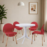 4 Piece Set Of Single Chairs, Traditional Elements With Round Table