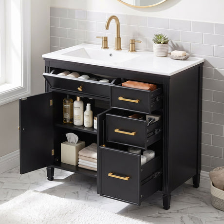 Bathroom Vanity With Sink Top, 3 Soft Closing Drawers