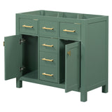 Freestanding Bathroom Vanity With 4 Drawers & 2 Cabinets - Green
