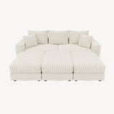 Deep Seat Convertible Sofa With Soft Pillows And Ottomans