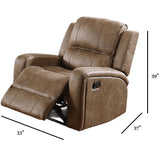 Modern Style Manual Recliner With Square Arms And Tufted Design