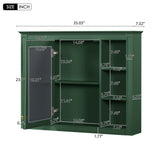 Wall Mounted Medicine Cabinet With Mirror, Storage Cabinet Featuring 6 Open Shelves And Adjustable Interior