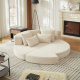 Semi Circular 2 In 1 Sofa Bed With Neck Pillow And Throw Pillows