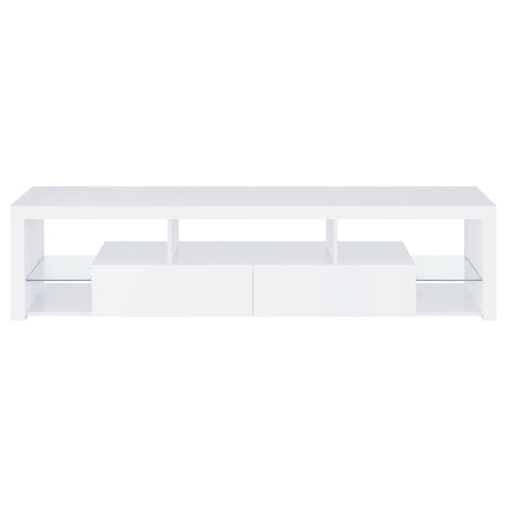 Lance - 2 Drawer TV Stand With Shelves - Gloss White