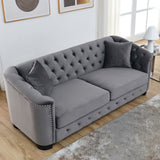 Modern Chesterfield Sofa With Tufted Backrest For Living Room