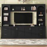 Arched Entertainment Center Wall Unit With Drawers, TV Stand