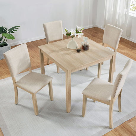 Modern 4 Person Dining Table Set With 4 Chairs