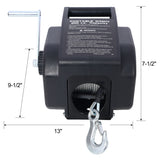 Reversible Electric Trailer Winch For Boats Up To 5000 Lbs With Galvanized Wire Rope And Casing - Black