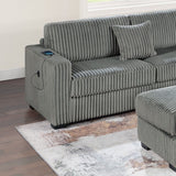 3 Piece Sectional Sofa With Reversible Chaise And USB Storage Ottoman