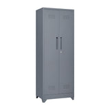 Heavy Duty Storage Cabinet With Locking Doors, Hanging Rod & Shelves, Broom Closet - Gray