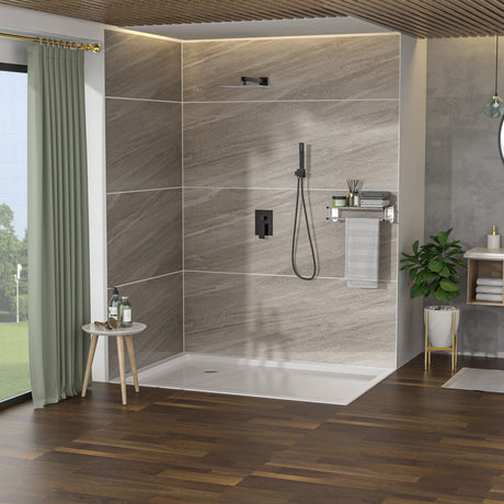 Dual Shower Head System With 12" Wall Mounted Square Rain Shower And Rough In Valve