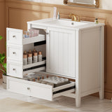 Modern Bathroom Vanity With Sink, 1 Cabinet & 3 Drawers