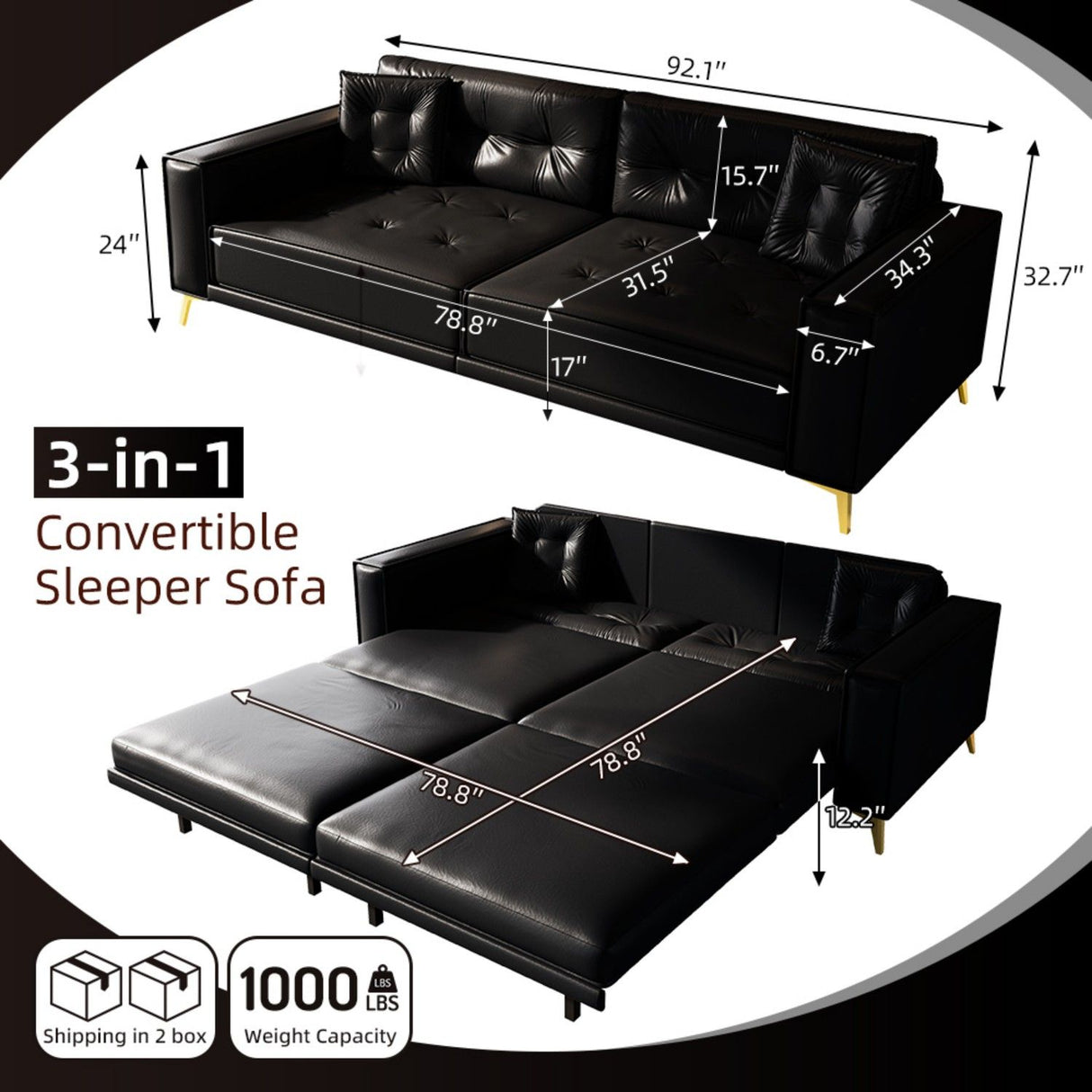 King Size Pull Out Sofa Bed 3 In 1