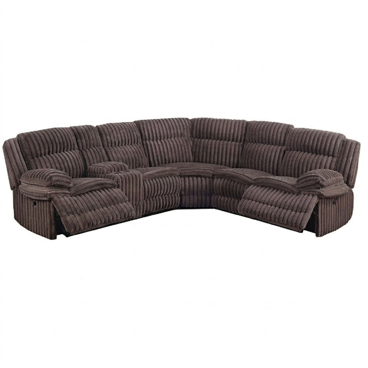 U-Shaped Sectional Sofa With Console Cup Holder, Storage Drawer, Manual Reclining