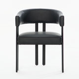 Modern Dining Upholstered Barrel Chair With Curved Back And Armrests