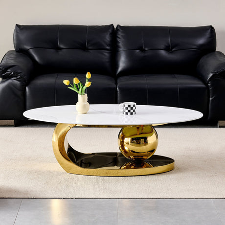 Oval Coffee Table With Geometric Precision