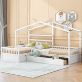 L Shape Platform Bed With 3 Storage Drawers