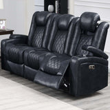 Power Reclining Sofa With Adjustable Headrest - Inky Blue