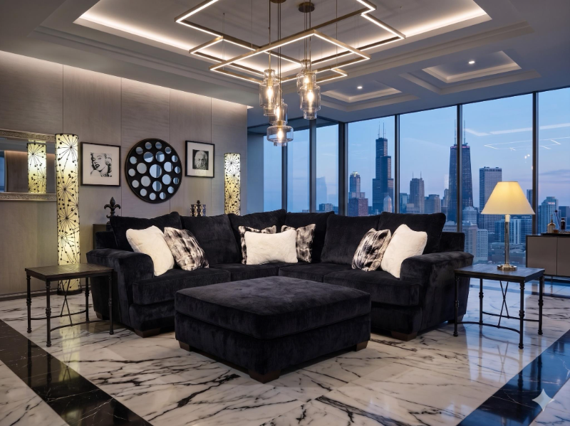 Luscious Black 3-Piece Sectional - 32C3LC+32C1NA+32C2RF