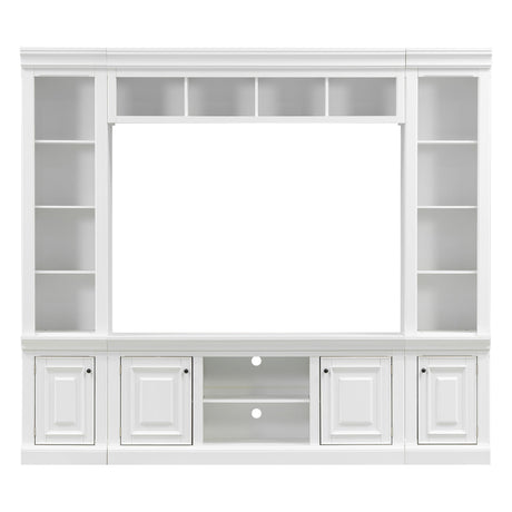 TV Stand With Hutch, Large Entertainment Center With Adjustable Shelves