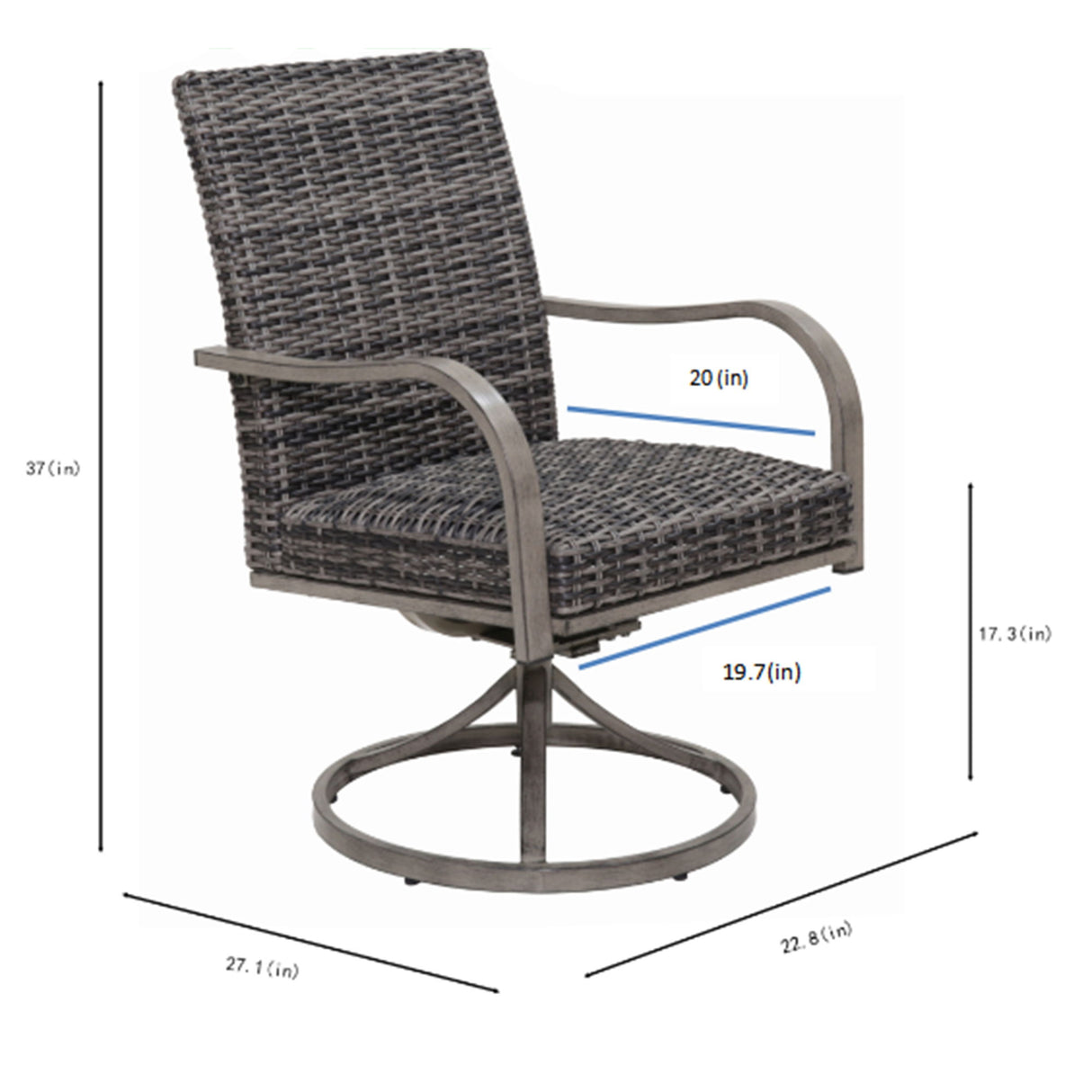 Outdoor Swivel Dining Chair (Set of 2) - Gray
