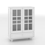 Minimalist Buffet Cabinet With Double Glass Doors And Drawer
