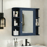 Bathroom Wall Storage Cabinet With Mirror And Adjustable Shelf, 6 Open Shelves