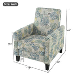 Upholstered Push Back Recliner Chair For Living Room - Blue