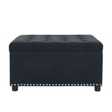 Square Tufted Storage Ottoman With Nailhead Trim