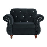 Tufted Chair With Nailhead Trim For Living Room - Black