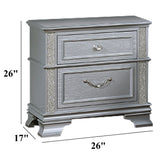 2 Drawers Nightstand With Front Decorative Knobs - Gray