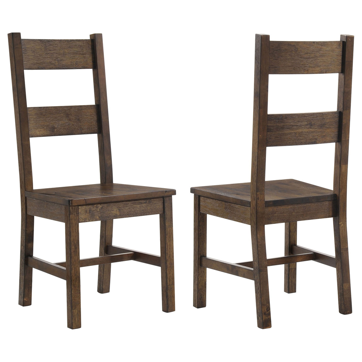 Ladder Back Dining Chairs With Straight Seat (Set of 2) - Brown