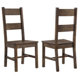 Ladder Back Dining Chairs With Straight Seat (Set of 2) - Brown