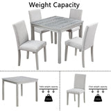 Dining Table Set With Crystal Decoration And Upholstered Chairs