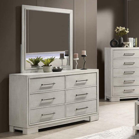 Dresser With Square Legs And Sleek Handles - Antique White