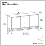 Banting - 3 Door Sideboard Buffet With Adjustable Shelves - Natural Walnut
